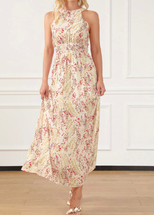 Backless Long Floral Dress