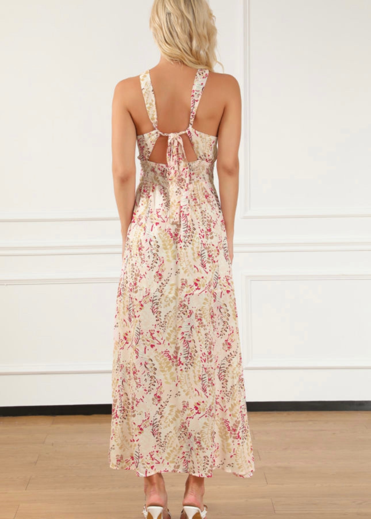 Backless Long Floral Dress