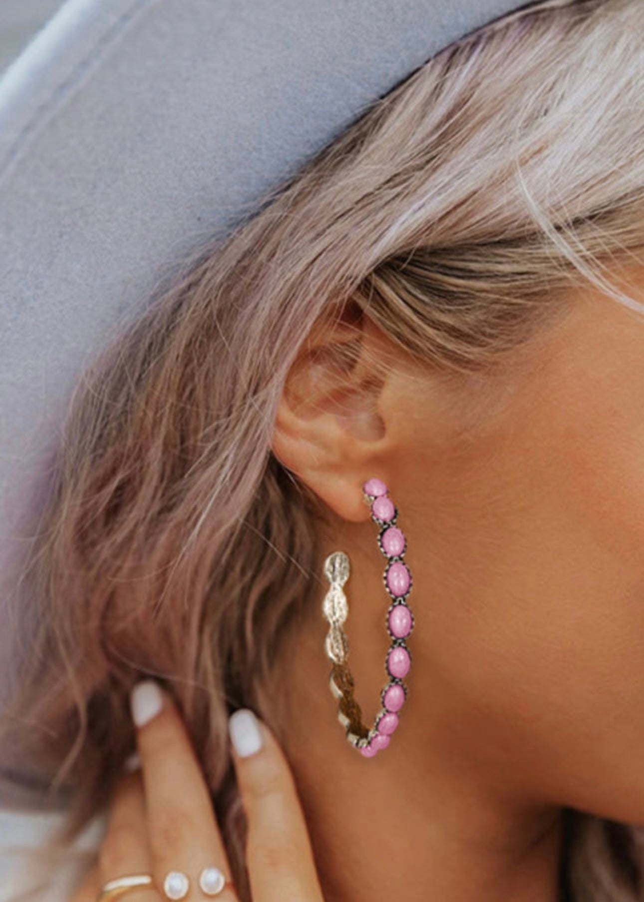 Pink Retro C Earrings