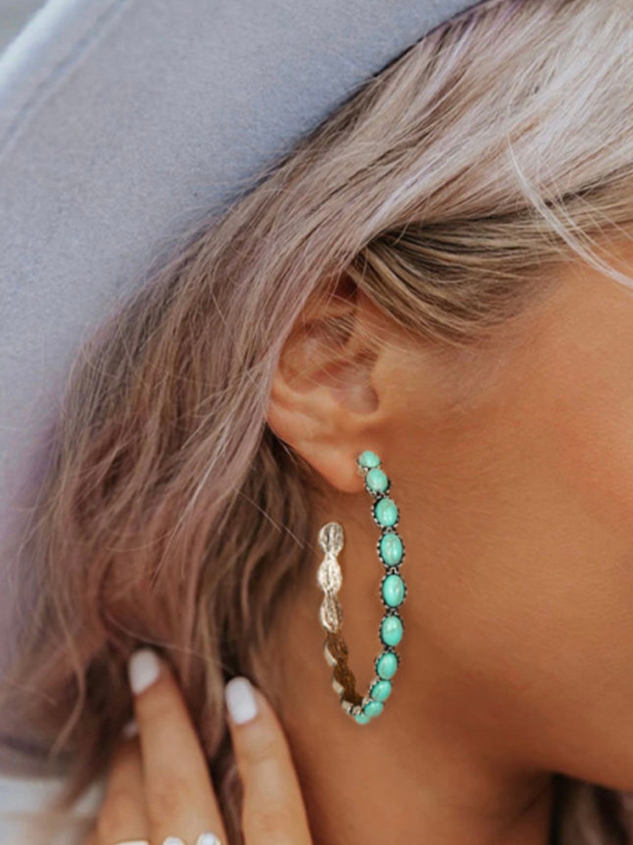 Sky Blue Retro C- Sharped Earrings