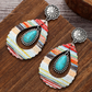 Red Hollowed Waterdrop Shape Leather Turquoise Earrings